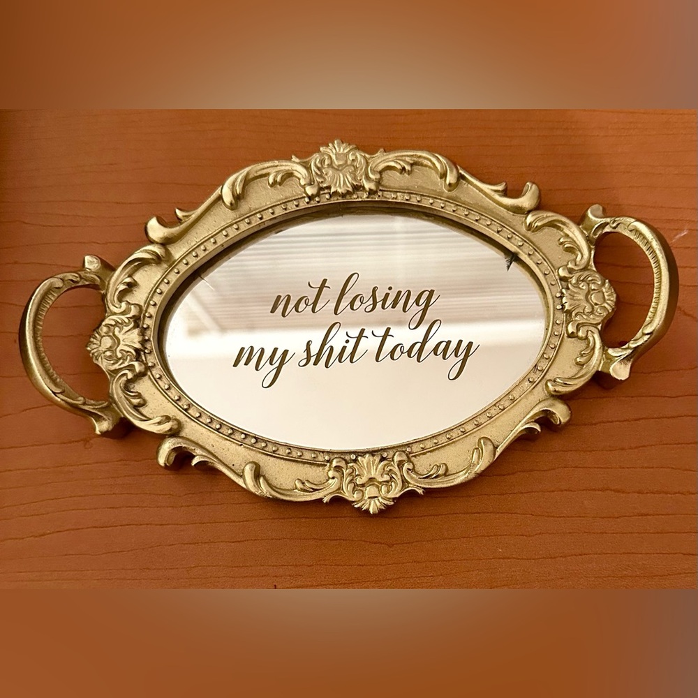 Elegant Gold Oval Mirrored Tray